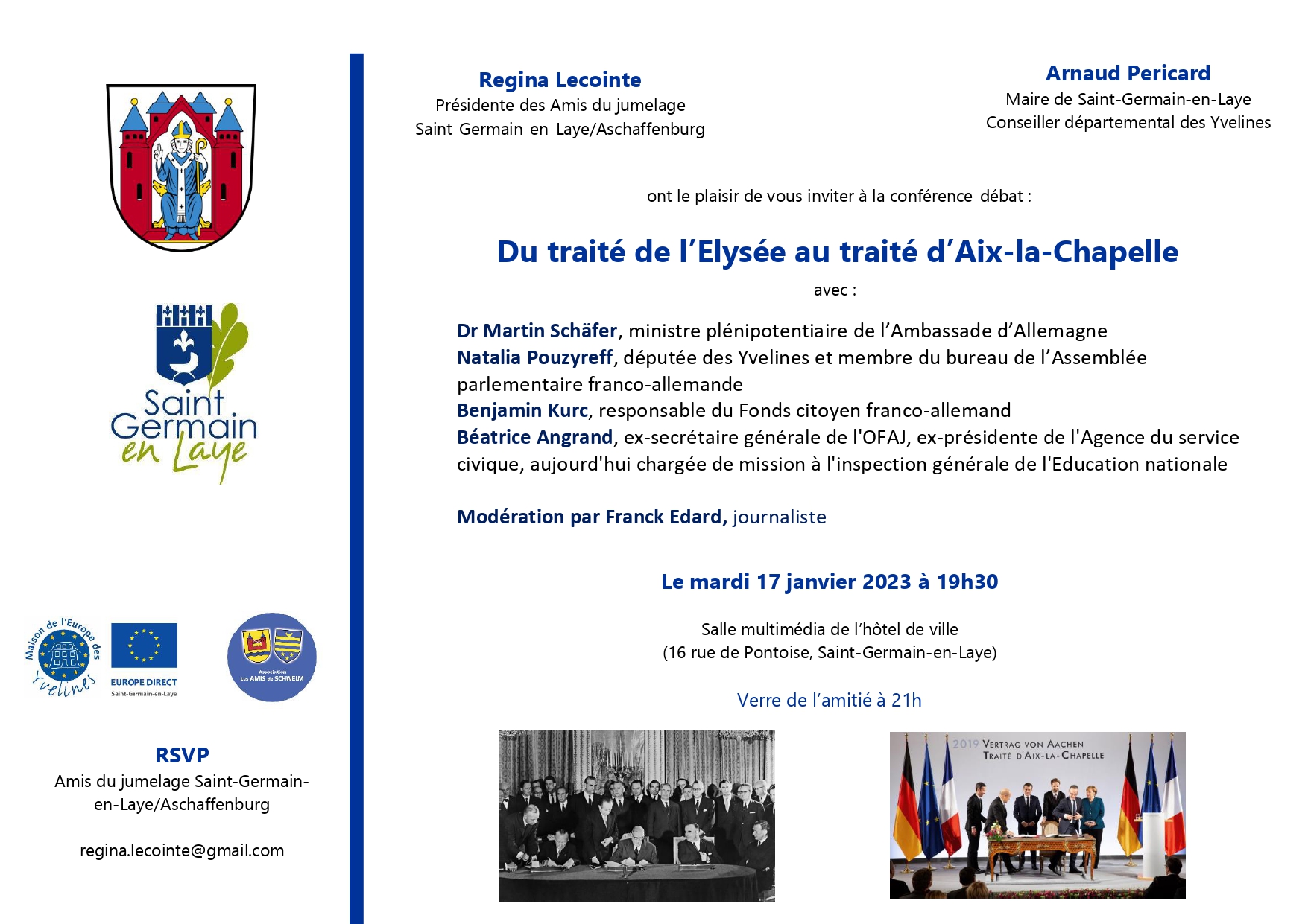 Conférence-débat "Du traité de l'Élysée au traité d'Aix-la-Chapelle