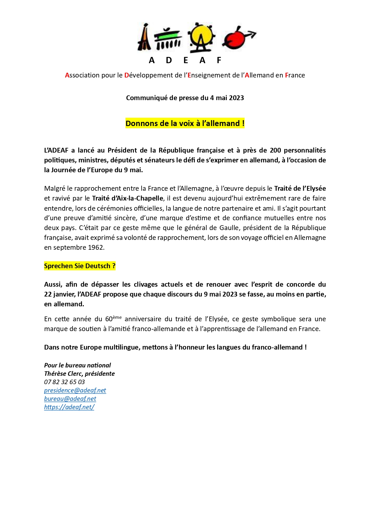 ADEAF - Communiqué de presse du 4 mai 2023 - Donnons de la voix à l’allemand !