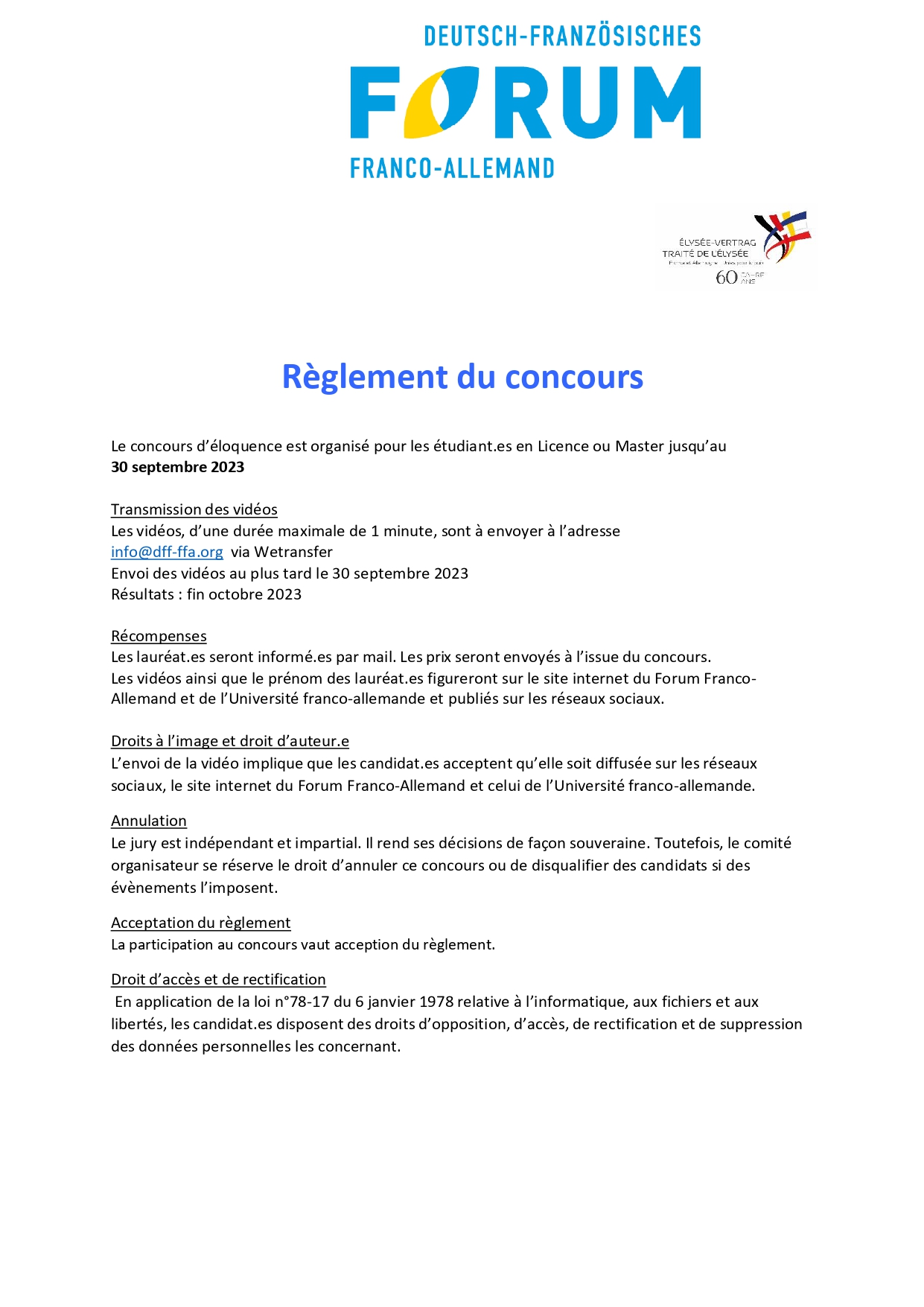 Règlement concours