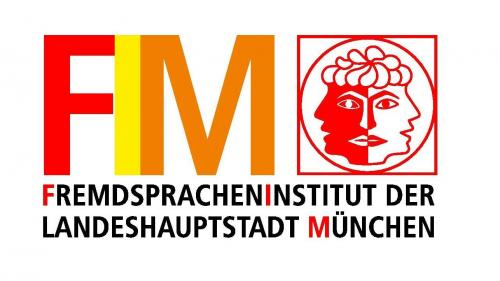 Januskopf als Logo und Schriftzug FIM Fremdspracheninstitut der Landeshauptstadt München